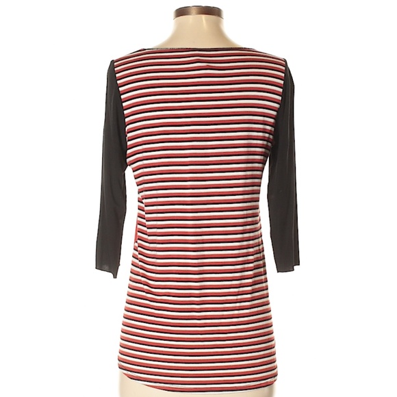 Bailey 44 Red, Tan, Black Striped Color Block Tee - Picture 2 of 2